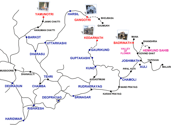 Char Dham Yatra Route Map
