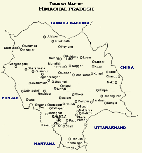 Himachal Pradesh Tourist Map