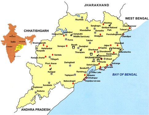 odisha tourist map